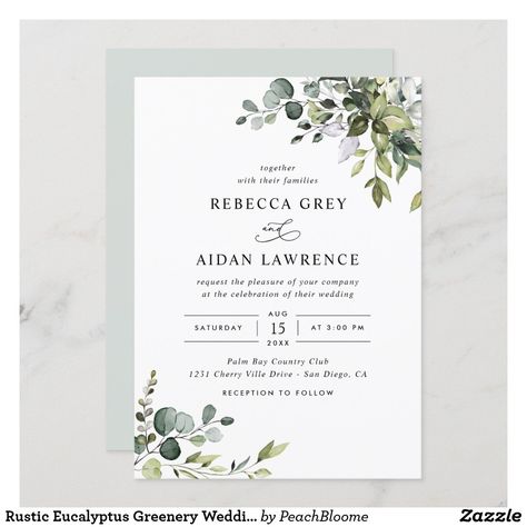 Watercolor Eucalyptus, Sage Wedding, Green Wedding Invitations, Eucalyptus Greenery, Greenery Wedding Invitations, Dusty Blue Weddings, Wedding Spring, Simple Invitation, Blue Wedding Invitations