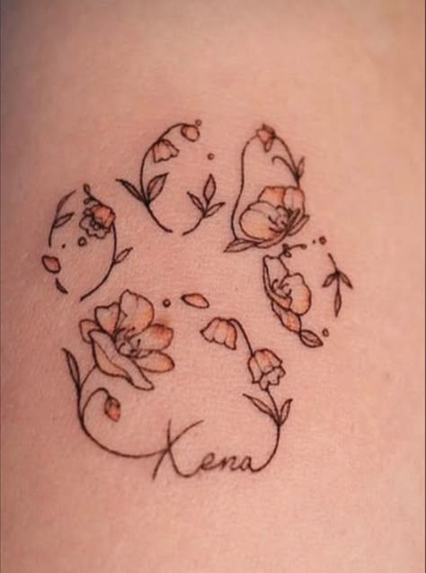 Vet Tech Tattoo, Anklet Tattoos For Women, Pet Tattoo Ideas, Memorial Tattoo Designs, Pet Memorial Tattoo, Pet Tattoos, Green Tattoos, Dog Memorial Tattoos, Pawprint Tattoo