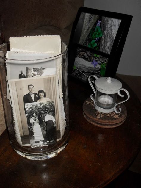 "Wonderfully Made" shows how to display photos in lots of different ways Displaying Old Photos, Vintage Photo Display Ideas, Ancestor Photos Display, How To Display Old Family Photos, Displaying Sentimental Items, Ancestor Wall, Ancestry Wall, Picture Table, Queen Gifts