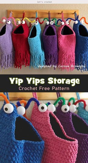 Crochet Alien, Storage Crochet, Yip Yip, Crocheted Bags, Crochet Simple, Haken Baby, Crochet Diy, Crochet Free, Hanging Basket