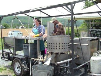 Chicken Butchering Station, Chicken Processing Station, Butchering Chickens, Chicken Coups, Permaculture Homestead, Chicken Processing, Chicken Plucker, Pastured Poultry, Poultry Farming