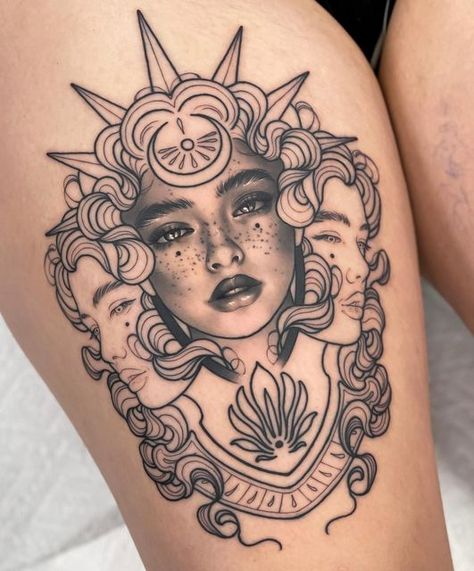 Cameron Pohl on Instagram: "finished tattoos are overrated. #hecate #wip" Persephone Tattoo Design Greek Mythology, Hecate Tattoo Design, Hecate Goddess Tattoo Design, Hecate Drawing, Hecate Goddess Tattoo, Hekate Tattoo, Hecate Tattoo, Helix Tattoo, Persephone Tattoo