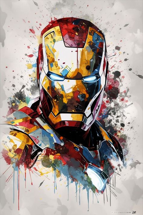 Iron Man Poster Art, Comic Iron Man Wallpaper, Ironman Art Drawing, Iron Man Dibujo, Iron Man Illustration, Iron Man Painting, Avengers Painting, Iron Man Drawing, Iron Man Tattoo