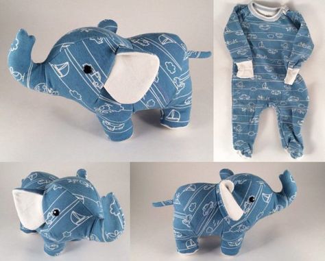 elephant teddy bear story 2 ~~~ sewing little stuffed animals out of baby's onsies pj's Elephant Teddy Bear, Old Baby Clothes, Memory Bears Pattern, Elephant Stuffed Animal, Baby Teddy Bear, Baby Keepsakes, Diy Baby Clothes, Memory Bears, Sewing Stuffed Animals