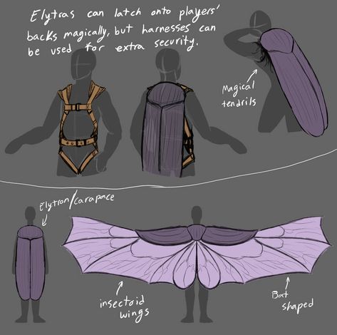 Elytra Design, Fantasy Clothing Concept Art, Minecraft Oc Drawing, Winged Character Design, Minecraft Character Design, Cute Creature Concept Art, Wings Concept Art, Minecraft Oc Art, Minecraft Elytra