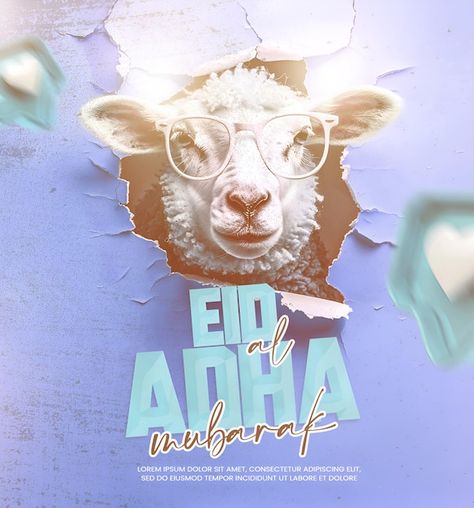 eid al adha torn paper design for social media post with sheep wearing glasess sacrifice, islamic, sheep, eid, eid mubarak, islamic banner, eid card, islamic design, islamic card, eid design, eid al adha, eid mubarak design, eid celebration, eid al adha mubarak, festival banner, islamic template, festival design, islamic celebration, celebration banner, eid post Torn Paper Design, Eid Post, Dentist Social Media, Islamic Template, Eid Design, Islamic Banner, Eid Ul Adha Mubarak, Eid Adha Mubarak, Festival Banner