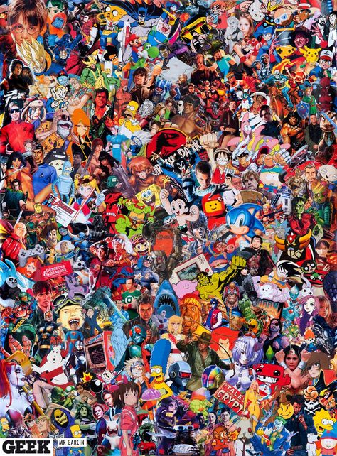 Artist, Mr. Garcin created this amazing cover to Geek Magazine which will be released this Friday. Dozens and dozens pop culture references fill the cover up. See if you can recognize them all? Graffiti Wallpaper Iphone, Wallpaper Computer, Hypebeast Wallpaper, Crazy Wallpaper, Comic Characters, Marvel Comics Wallpaper, Wallpaper Tumblr, Graffiti Wallpaper, Pop Culture Art