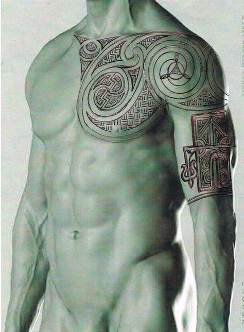 Pictish tattoo Traditional Tattoo Placement, Pictish Tattoo, Welsh Tattoo, Scotland Tattoo, Celtic Sleeve Tattoos, Traditional Viking Tattoos, Celtic Tattoos For Men, Small Geometric Tattoo, Geometric Line Tattoo