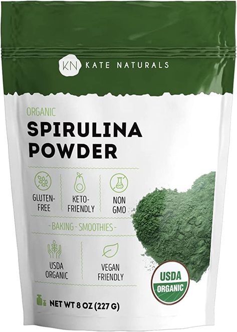 Amazon.com: Kate Naturals Organic Spirulina Powder (8 oz) for Immune Support and Antioxidants USDA Certified. Natural. Non-GMO. Gluten-Free. Nutrient Dense Superfood Supplement : Health & Household Daily Smoothie, Super Greens Powder, Post Workout Shake, Superfood Supplements, Workout Shakes, Spirulina Powder, Superfood Powder, Essential Vitamins, Immune Support