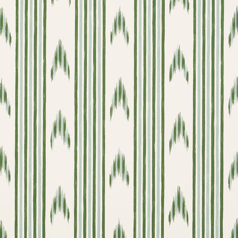 Ikat Wallpaper, Mark Sikes, Indigo Wallpaper, Schumacher Wallpaper, Mark D Sikes, Green Santa, Timeless Interiors, Leaf Green, Unique Wallpaper