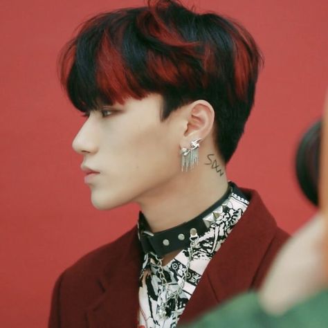 Dyed Hair Men, Korean Haircut, Dyed Red Hair, Men Hair Color, Sans Cute, Ateez San, San Ateez, Hair Inspo Color, Choi San