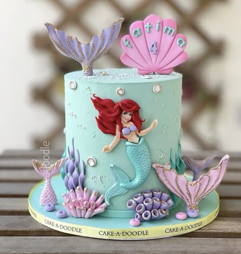 Ariel The Mermaid, Birthday Cakes Girls Kids, Little Mermaid Birthday Cake, Art Birthday Cake, Disney Princess Birthday Cakes, Cake Designs For Girl, Cake Designs For Kids, Candy Birthday Cakes