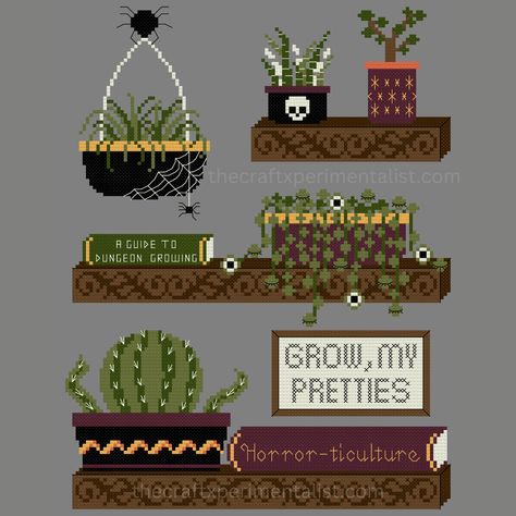 Spooky Scary Succulents - Cross Stitch Pattern PDF Download — The Craft Xperimentalist Goth Crafts, Wearable Crafts, Different Symbols, Plant Parent, Pixel Pattern, Spooky Scary, Stitch Art, Pattern Images, Fuse Beads