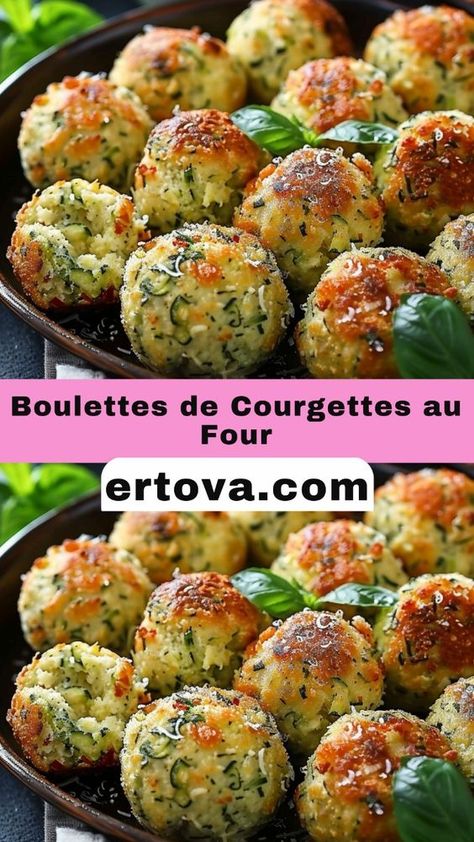 Boulettes de Courgettes au Four  Ces boulettes de courgettes au four sont une délicieuse option légère et savoureuse pour un apéritif ou un accompagnement. Croustillantes à l’extérieur et moelleuses à l’intérieur, elles sont parfaites pour toutes les occasions ! Stuffed Courgette Recipe, Mushroom Stroganoff, Best Salad Recipes, Croquettes, Beignets, Cooking Time, Meatballs, Low Carb Recipes, Salad Recipes