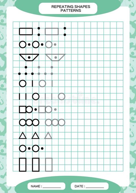 Repeat Pattern. Tracing Lines Activity, Special for preschool kids. Worksheet for practicing fine motor skills. Simple. Shapes. Complete the pattern. Blue A4 vector illustration Counting Coins Worksheet, Kindergarten Game, Main Idea Worksheet, Kids Worksheet, Measurement Worksheets, Vowel Worksheets, Tracing Lines, Sentence Examples, Map Worksheets