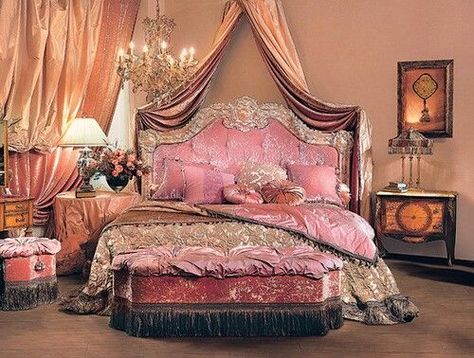 Gorgeous Bedroom, Elegant Bedroom, Dreamy Bedrooms, Victorian Bedroom, Beautiful Bedrooms Fancy Bedroom, Victorian Bedroom, Deco Rose, Versace Home, Romantic Bedroom, Dreamy Bedrooms, Elegant Bedroom, Pink Bedding, Pink Bedroom