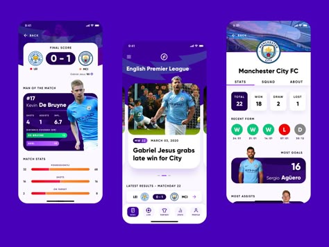 Apps Design Ideas, Sport App Design, User Profile Design, Sports Website Design, Statistics App, Football Apps, Chelsea Fc Wallpaper, App Development Design, App User Interface