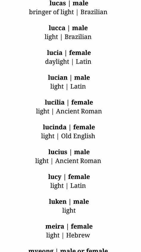 Names meaning Light Character Names And Meanings, Names For Your Story, Latin Language, Fantasy Names, Aesthetic Names, Pretty Names, Name Inspiration, Writing Characters, Writing Dialogue