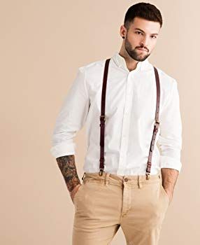 Leather Suspenders Men, Groom Suspenders, Button Suspenders, Brown Suspenders, Wedding Groomsmen Attire, Vintage Outfits Men, Rusting Wedding, Mens Wedding Attire, Groom Wedding Attire