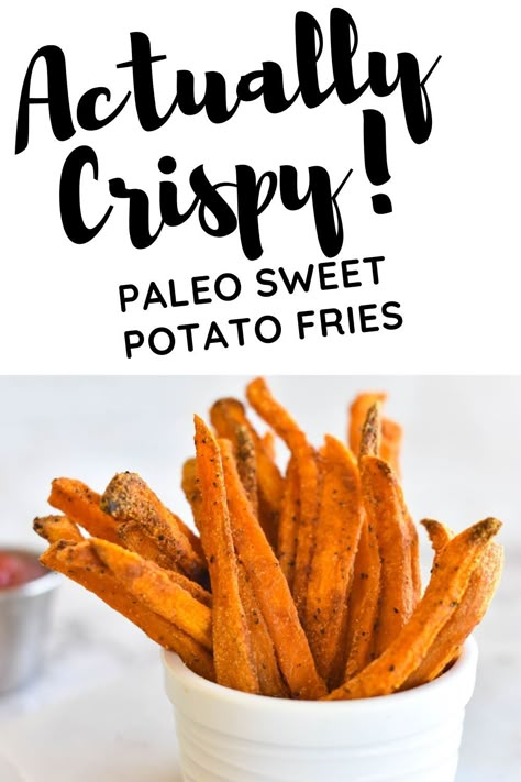 Paleo Sweet Potato Fries, Paleo Sweet Potato Recipes, Autoimmune Diet Recipes, Air Fryer Sweet Potato Fries, Aip Diet Recipes, Aip Snack, Sweet Potato Oven, Baked Sweet Potato Fries, Crispy Sweet Potato Fries