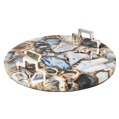 Abigails Round Multi-color Agate Tray Wood Coffee Table Tray, Mirror Vanity Tray, Mosaic Tray, Accent Tray, Serving Tray Set, Kitchen Counter Decor, Ottoman Tray, Coffee Table Tray, Resin Design