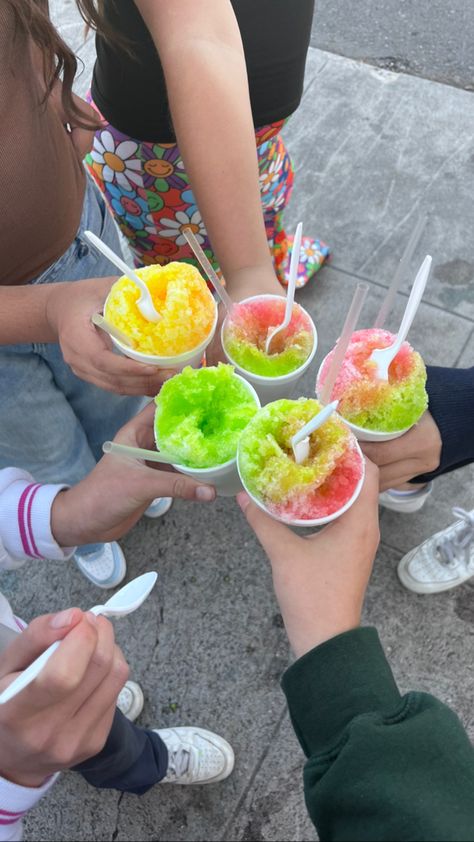 We were having snow cones at a friends birthday part Snow Cone Wedding, Snow Cones Aesthetic, Summers Aesthetic, Friend Dates, Hawaiian Shaved Ice, Dark Mountains, Vision 2024, Sno Cones, Brand Activations