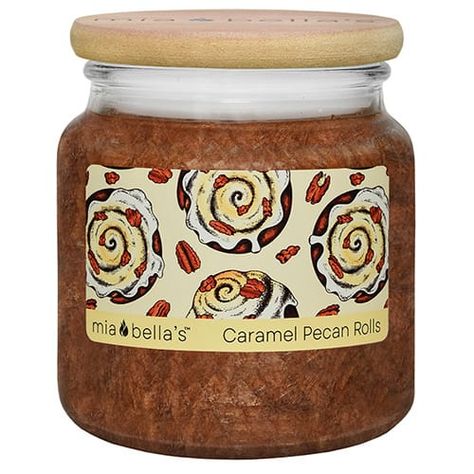 Caramel Pecan Rolls 16oz Jar Caramel Pecan Rolls, Mia Bella Candles, Pecan Rolls, Candles Fragrance, Mia Bella, Fall Fragrance, Seasonal Candles, Caramelized Sugar, Caramel Pecan