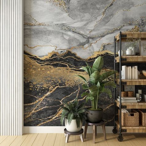 Mural Abstract, Tapete Gold, Luxurious Wallpaper, Brown Marble, Grey Wall, Beige Marble, Black And White Marble, Marble Wallpaper, Marble And Gold