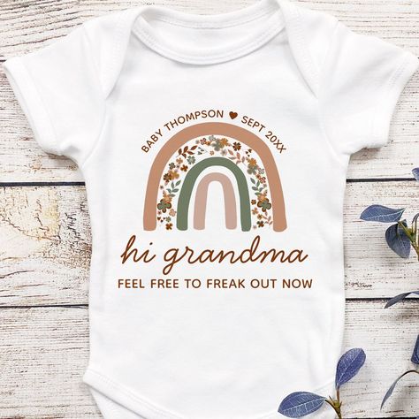 Gifts For Grandparents To Be, Baby Announcement For Grandma, Grandma Baby Announcement, Grandma Announcement, Prego Announcement, Grandma Onesie, Grandma Pregnancy Announcement, Grandparent Announcement, Pregnancy Announcement To Parents