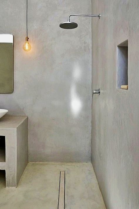 Fortunate saved #bathroom remodel ideas find out White Concrete Floors, Cement Bathroom, Concrete Shower, Toilette Design, Concrete Paint, Bathroom White, Concrete Bathroom, Decorative Plaster, Stunning Bathrooms