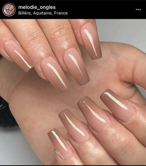 Brown Ombré Chrome Nails, Ombre Beige Nails, Light Brown Nail Ideas, Nude Nails Design 2024, Nude Brown Nail Designs, Tan Ombre Nails, Ombre Nails Brown, Ombre Brown Nails, Brown Gradient Nails