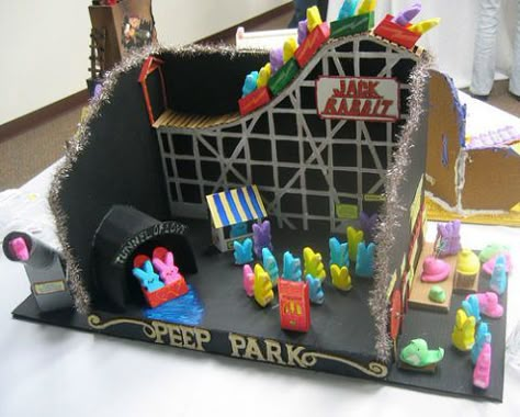 Peep Diorama, Peeps Diorama, Roller Coaster Theme, Peeps Crafts, Coaster Projects, Box Diorama, Marshmallow Peeps, Europa Park, Coaster Crafts