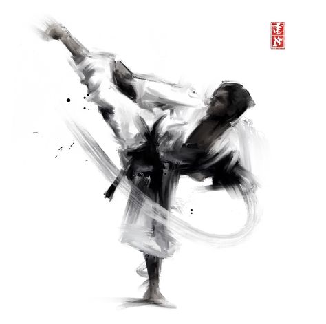 Martial Arts Artwork, Martial Arts Art, Karate Drawing, Martial Arts Poses, Karate Art, Martial Arts Photography, Kyokushin Karate, Shotokan Karate, Karate Martial Arts