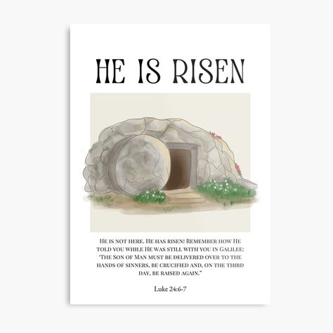 Get my art printed on awesome products. Support me at Redbubble #RBandME: https://www.redbubble.com/i/metal-print/He-is-Risen-by-linemineo/159856448.0JXQP?asc=u Christian Bible Quotes, Biblical Art, Watercolor Wall, Watercolor Walls, He Is Risen, Digital Watercolor, Christian Bible, A Metal, Bible Quotes