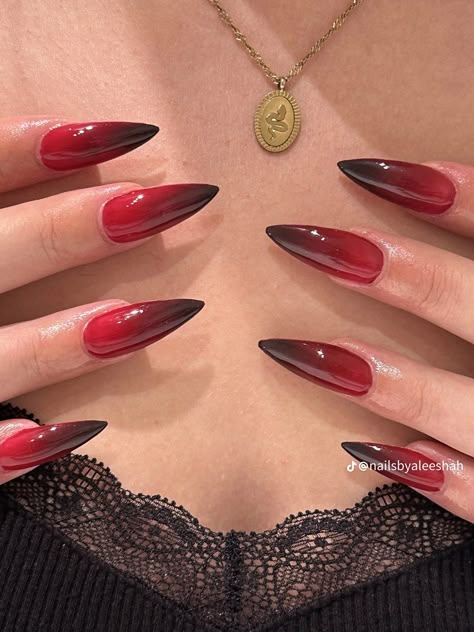 Cherry Nails Acrylic, Summer Nails Chrome, Red Cherry Nails, Red Ombre Nails, Red Nails Acrylic, Wine Nails, Paint Nail, Gel Paint, Velvet Nails