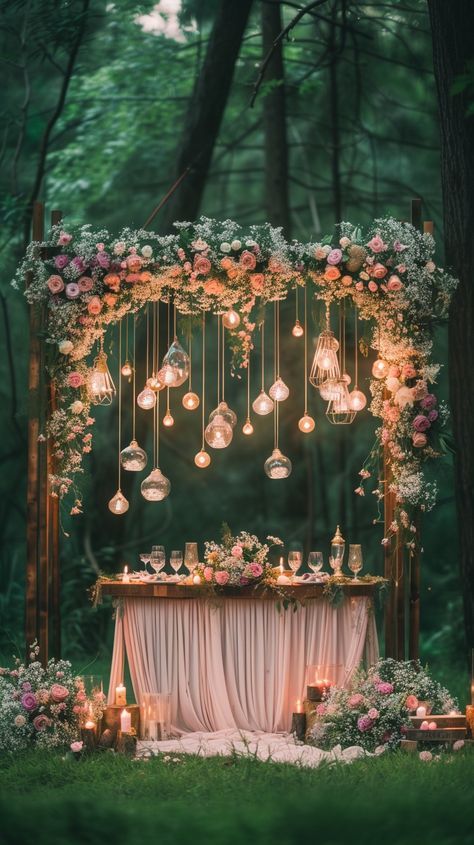 Romantic Backdrop Ideas, Anniversary Party Ideas Themes, Terrace Decoration Ideas For Party, Sangeet Background, Home Engagement Decoration, Anniversary Decorations At Home, Valentines Day Dinner Ideas, Anniversary Decoration Ideas At Home, Fairy Wedding Theme