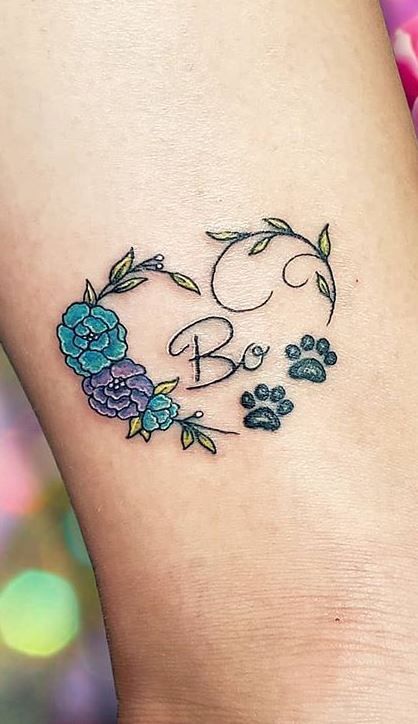 Dog Paw Tattoo Ideas For Women, In Loving Memory Dog Tattoos, Matching Dog Tattoos For Best Friends, Tattoos Of Dog Paws In Memory Of, Butterfly And Dog Tattoo, Dog Infinity Tattoo, Small Dog Memorial Tattoo Ideas, Meaningful Dog Tattoos For Women, Pet Remembrance Tattoo Dogs