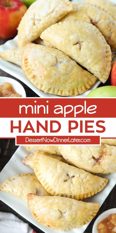 Mini Apple Hand Pies, Small Apple Pies, Individual Apple Pies, Pies Dessert, Fresh Apple Pie, Mini Apple Pie Recipe, Apple Pie From Scratch, Sweet Glaze, Apple Pie Bites