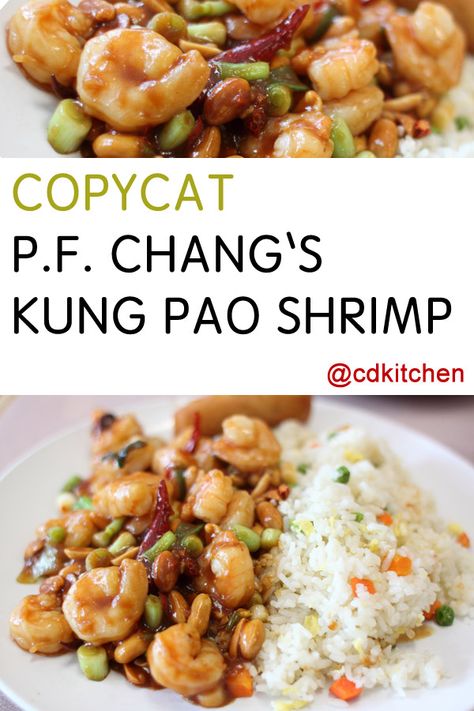 We love P.F. Chang's! And this copycat version of their kung pao shrimp is spot… Kung Pao Shrimp Pf Changs, Seafood Packets, Kung Pao Sauce, Shrimp With Lobster Sauce, Kung Pao Shrimp, Chinese Meals, Copycat Food, Pf Chang, Restaurant Copycat