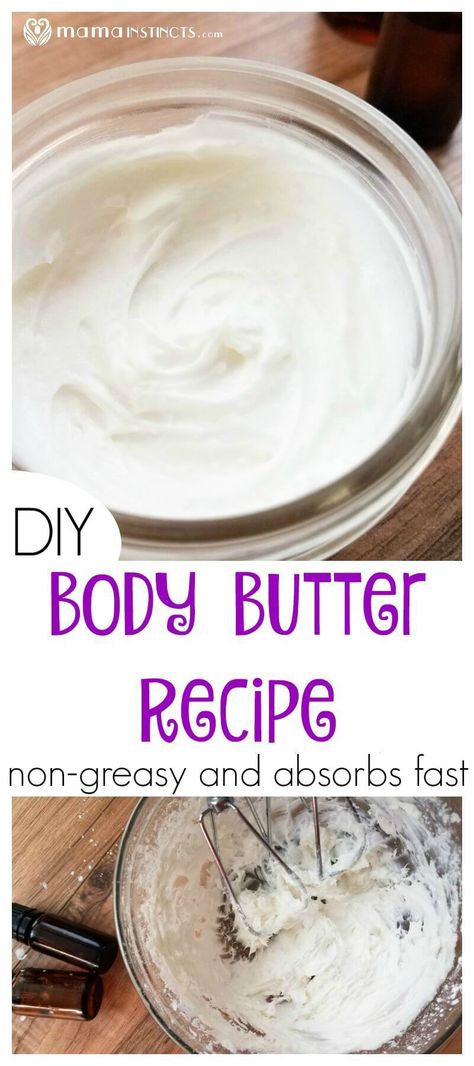 Are you tired of greasy body butters? Try this DIY body butter recipe. It absorbs really fast and doesn't leave a greasy residue. Perfect for your morning beauty routine. #DIY #bodybutter #MamaInstinctsBlog Non Greasy Body Butter, Body Butter Recipe Whipped, Diy Body Butter Recipes, Body Butter Recipes, Body Butter Recipe, Organic Body Butter, Homemade Body Butter, Lotion Recipe, Diy Body Butter