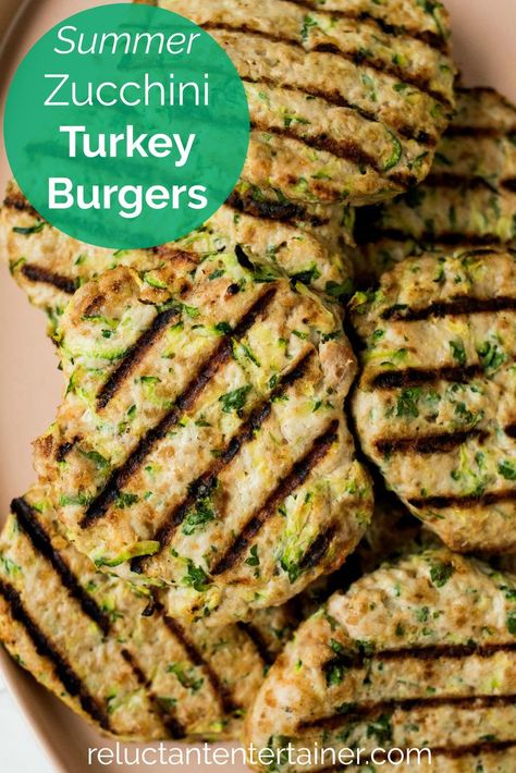 Zucchini Burger Recipe, Ground Turkey Burgers, Zucchini Burger, Grilled Turkey Burgers, Vegetarian Barbecue, Summer Zucchini, Turkey Burger Recipes, Grilled Turkey, Chicken Zucchini