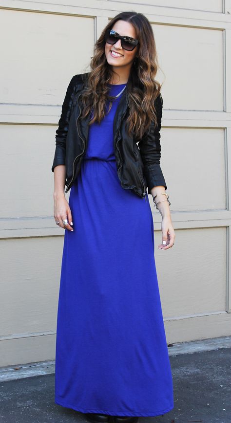 Kitties + Couture | A San Francisco Fashion Blog Royal Blue Maxi Dress Outfit, Blue Maxi Dress Outfit, Instagram Pro, Royal Blue Maxi Dress, Evening Midi Dress, Summer Blues, Pentecostal Fashion, Sporty Jacket, Gowns For Women