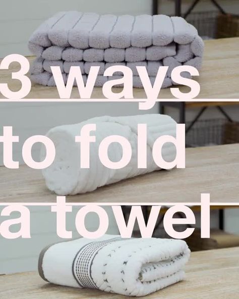 4,350 Likes, 88 Comments - Overstock (@overstock) on Instagram: “Learn the best ways to fold your towels for a neat + tidy linen closet. Which folding method would…” Best Way To Fold Towels, How To Fold Bath Towels, Folding Bath Towels, Towel Folding Ideas, Clean Organized House, Fold Hand Towels, Under Bathroom Sink, Fold Towels, Towel Folding