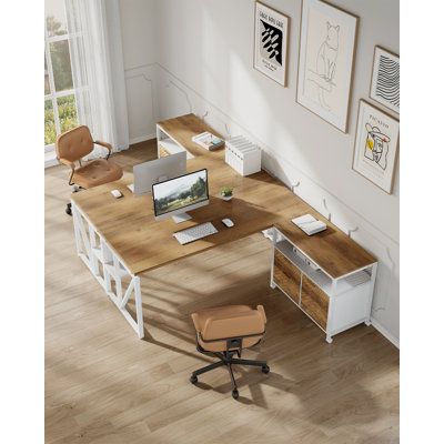 Dual Desk Home Office, Heritage Interior Design, Dual Desk, Professional Home Office, Heritage Interior, White Office Furniture, Modern Minimalist Aesthetic, Home Office Layout, Shared Office