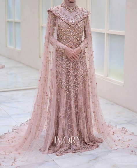 Gaun Resepsi Hijab, Wedding Gown Hijab, Kebaya Modern Dress, Muslimah Wedding Dress, Nikah Dress, Estilo Hijab, Modest Wedding Gowns, Wedding Dress Outfit, Wedding Dress Patterns