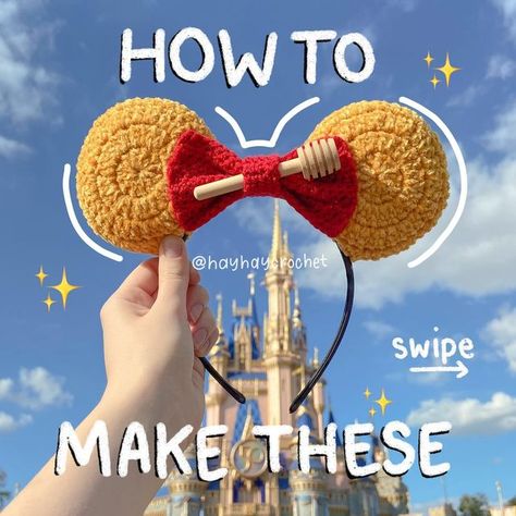 Winnie The Pooh Characters, Crochet Mickey Mouse, Pooh Characters, Diy Disney Ears, Diy Mickey Ears, Disney Crochet Patterns, Crochet Disney, Honey Dipper, Crochet Mouse