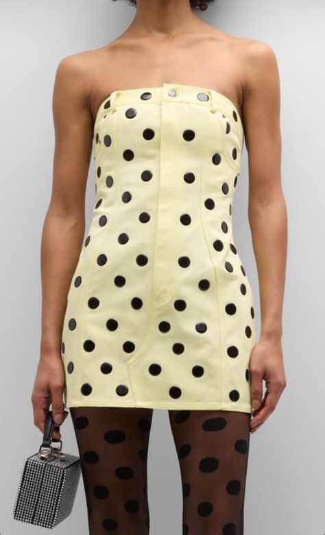 Polkadot Outfit, Polka Dot Aesthetic, Polka Dot Mini Dress, Spotted Dress, Future Wardrobe, Winter Inspo, Thrift Flip, Personal Aesthetic, Strapless Neckline