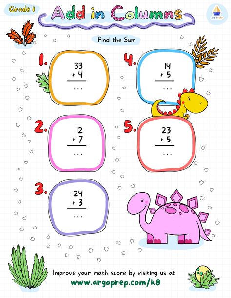 “Jurassic”-ing for a fun time with these Dino Double-Digit Addition facts! These five, double-digit plus one-digit problems are perfect for kids who are just learning to add in vertical columns. Students will quickly catch on as they work through these simple problems which need no regrouping. This is the perfect printable to label any double-digit […] English Textbook, Addition Worksheet, Double Digit Addition, English Meaning, Free Printable Math Worksheets, Addition Facts, Math 2, Printable Math Worksheets, Free Math Worksheets