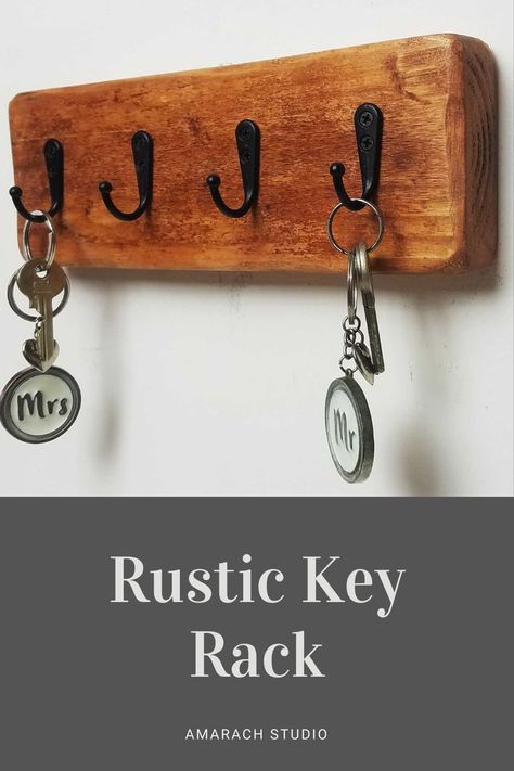 Rustic Wooden Key holder Key Holder Entryway, Rustic Key Holder, Mountain Home Interiors, Key Holder For Wall, Wooden Wall Hooks, Wooden Key Holder, Storage Wall, Keyhole Hanger, Key Storage