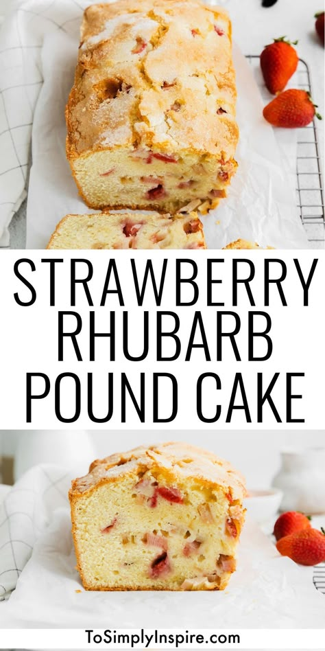 Rhubarb Pound Cake, Strawberry Rhubarb Cake, Courtney Williams, Rhubarb Desserts Recipes, Strawberry Rhubarb Recipes, Rhubarb Cake Recipes, Rhubarb Bread, Rhubarb Desserts, Rhubarb Cake